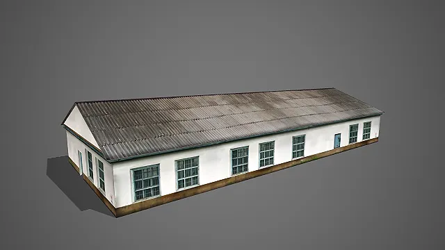 复古长条形平房 3D 模型