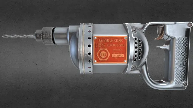 老式钻孔机器铁制工程道具