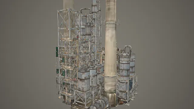 废土风格工业复合炼化厂设施3D模型