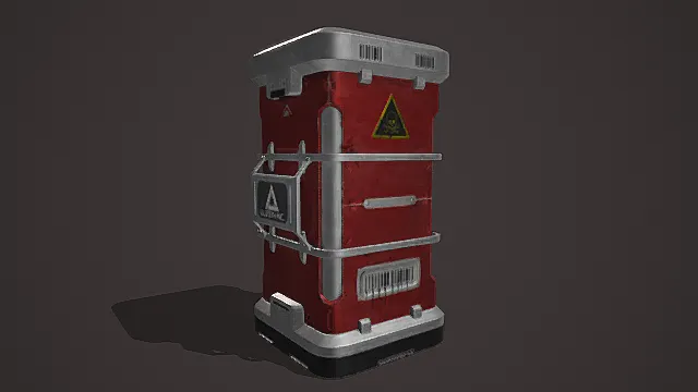 赛博废土风格危险物资箱模型