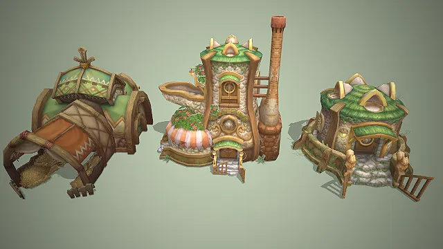 部落风格建筑群  童话治愈系  做旧自然  多功能聚落建筑