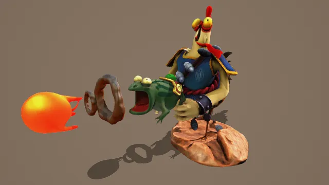 3D卡通风格奇幻鸡形角色场景模型，创意设计（3D角色、卡通风格、搞怪奇幻风，角色场景主题）