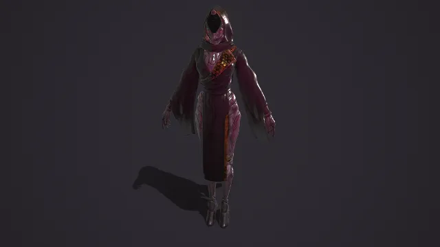 紫色衣甲  纱衣  神秘诡异  科幻古风融合  3D 机甲角色