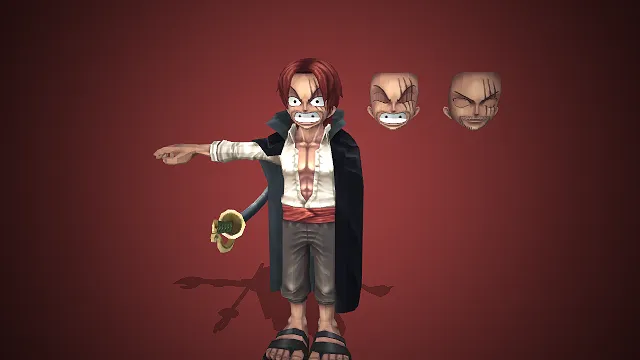 日本漫画《航海王》中的角色香克斯的3d手办模型