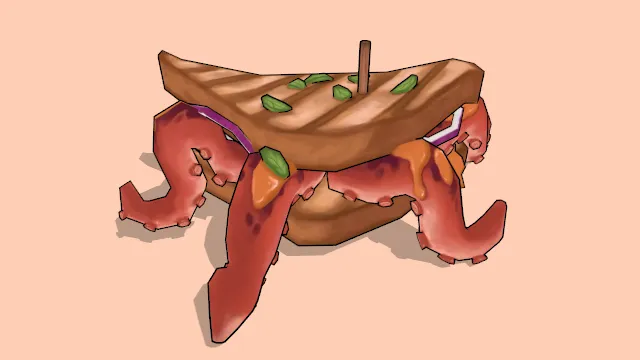 章鱼三明治海鲜面包早餐食物