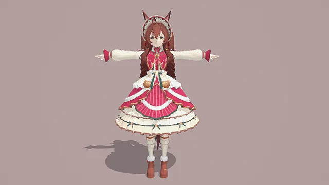 卡通童话风兽耳女仆装角色3D模型