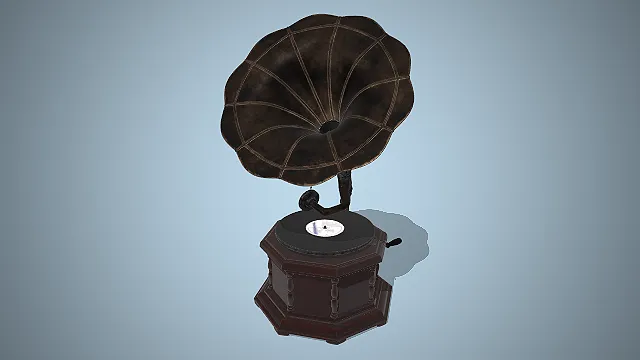 复古留声机  木质纹理  唱片机模型  工艺摆件