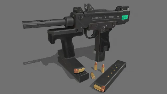 带有一堆子弹和弹夹的步枪手枪