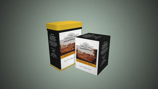 一个写实风格的3D红茶包装模型