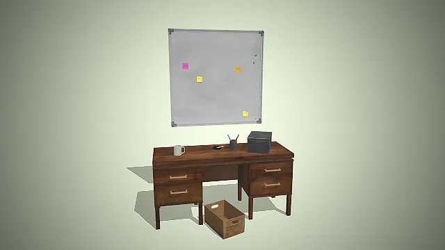 一套兼具书写、收纳与办公功能的办公场景组合