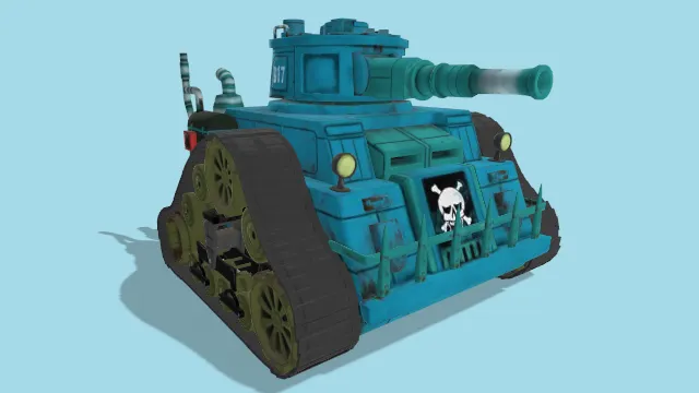 卡通风格坦克武器蓝带运动动画