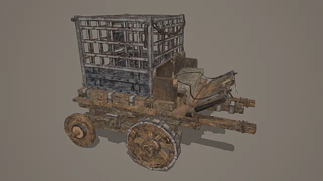 中世纪荒原风格囚笼货运马车模型 