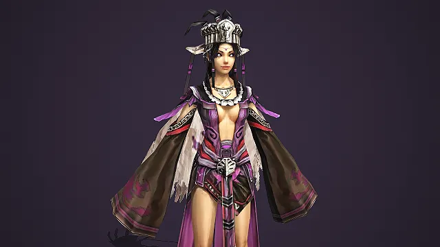 戴华丽银质头冠的紫装部落高阶女祭司游戏 3D 模型