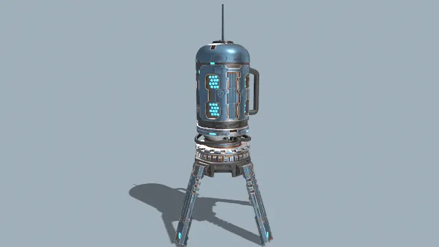 科幻风格的紧凑型雷达通讯塔3D模型