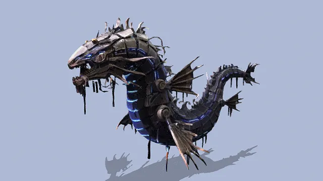 3D卡通风格蛇形模型，创意设计（3D蛇形、卡通风格、酷飒科幻风，蛇形设计主题）