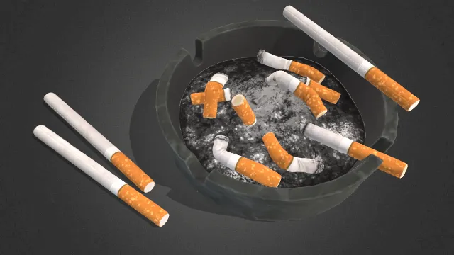 烟灰缸与香烟家庭道具模型