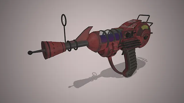这是复古废土核能射线枪武器的3D模型