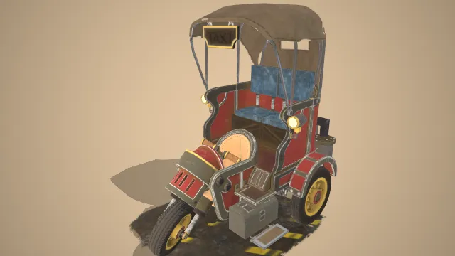 风格化出租车蒸汽朋克三轮车汽车