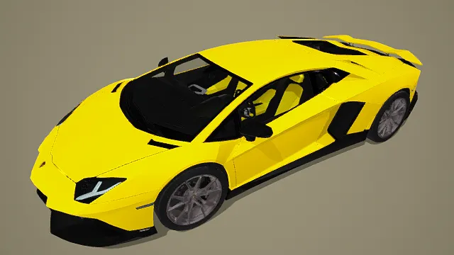 3D卡通风格黄色跑车模型，创意设计（3D载具、卡通风格、交通主题，载具元素）