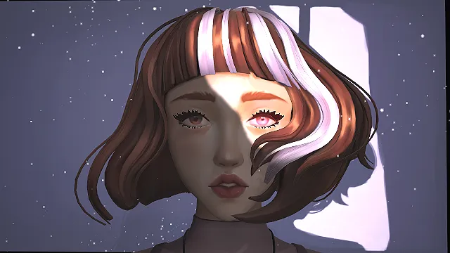 二次元角色  异瞳短发少女  甜酷风  光影氛围感