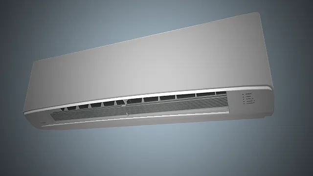 一个纯白配色的壁挂式空调3D模型