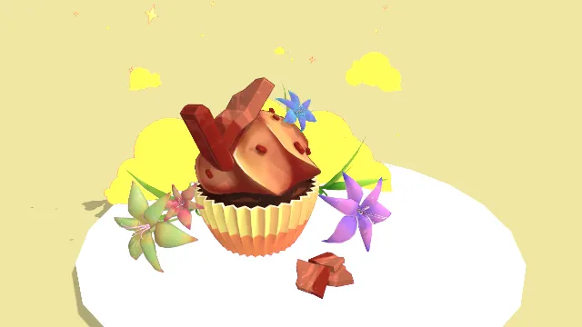 卡通风格的可爱巧克力纸杯蛋糕甜点食物