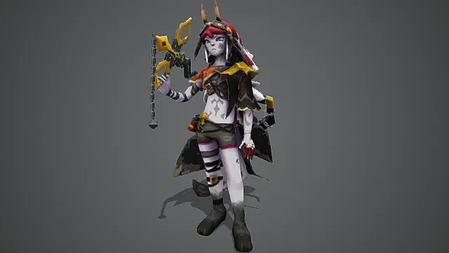 废土异风风格角饰巫女角色3D模型