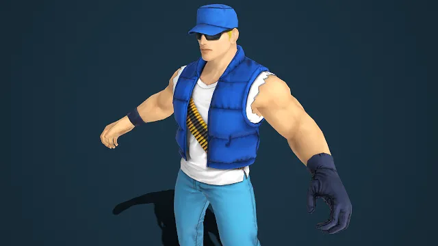 3D 男性角色建模  蓝色棒球帽  街头风装束  身形健硕  休闲  力量感  街头格斗  都市题材  