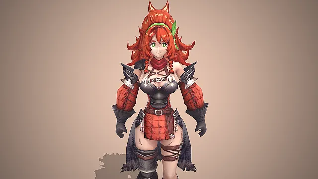 狼族少女  蓬松卷发  野性御姐  破损兽皮