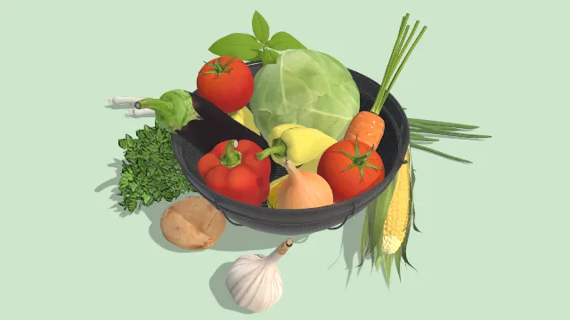 装满蔬菜香料的篮子食物