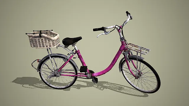 复古做旧紫色后篮城市通勤自行车