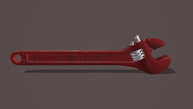 复古风格红色活动扳手3D模型