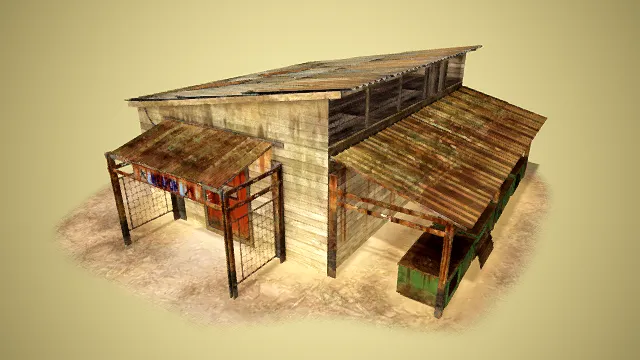 被遗弃的建筑  商店旧房子3D建筑模型