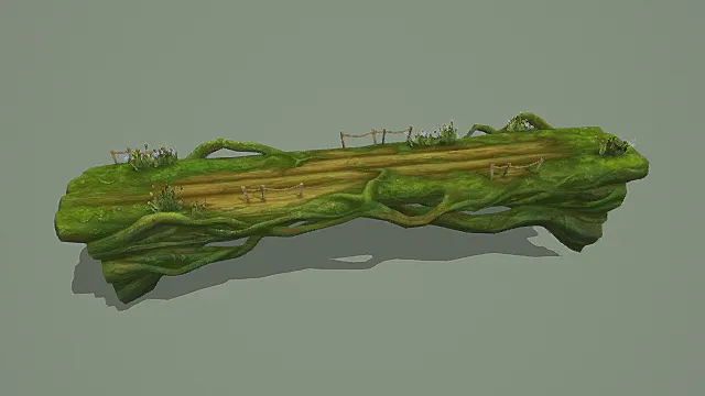 奇幻森林古树栈道游戏场景模型