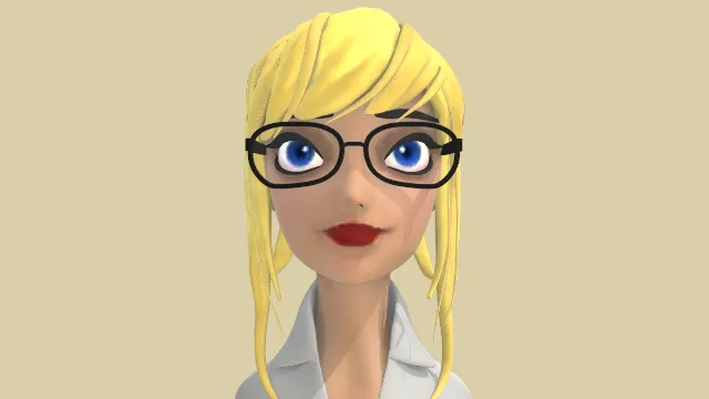 戴眼镜的金发女孩人头像模型角色女性