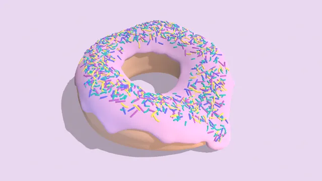 粉色甜甜圈紫色糖浆撒有糖果甜点