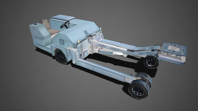 卡通  简约  工程牵引车辆  几何块面设计  单座驾驶位  牵引臂  工程类