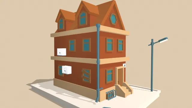 低多边形现代建筑楼层房屋