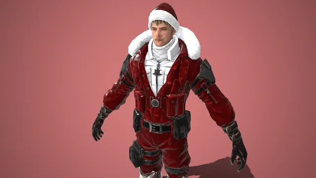 3D 男性角色模型  圣诞主题  战术特工  红黑主色调  干练硬朗  壮汉