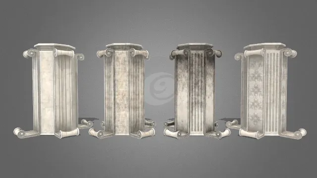 八边形大理石支柱破旧古典支架不同花纹