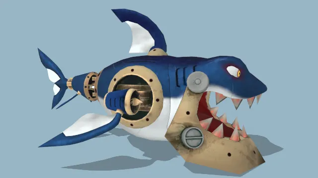卡通风格化金属鲨鱼海鲜