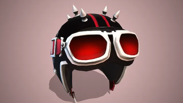 黑色头盔红色条纹有红色眼镜尖刺装饰