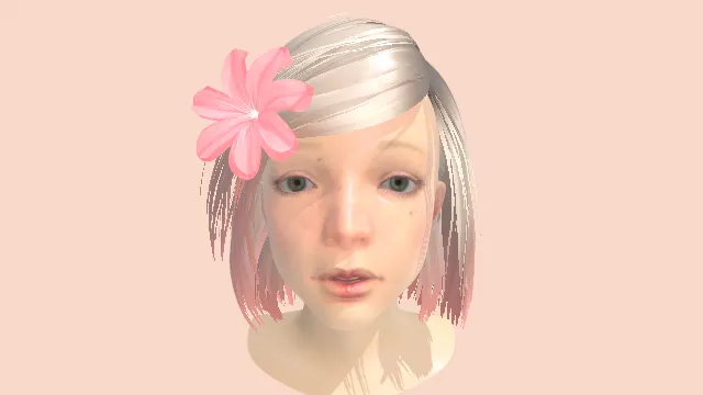 粉头发的女孩女生角色人头像模型