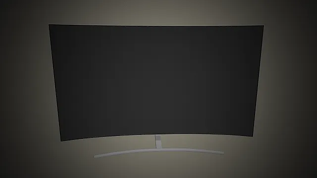 一台黑色曲面屏智能电视的模型