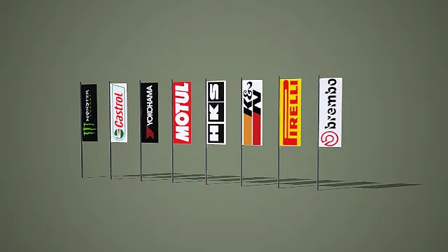 八组汽车改装与润滑油品牌立式道旗组合模型