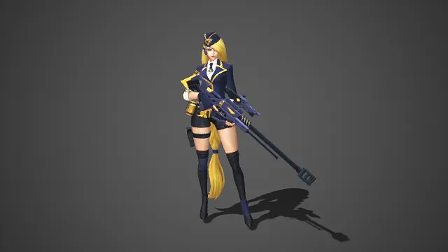 科幻  军装女战士  高马尾  制服  狙击枪  飒爽干练  射击类游戏