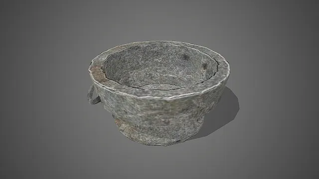 石制火盆  做旧石面纹理  复古祭祀道具  中世纪工艺