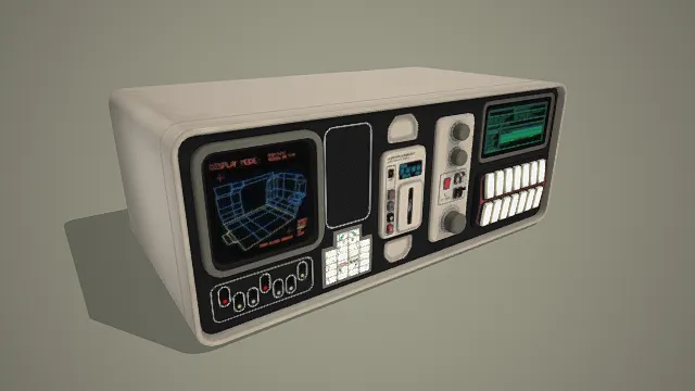 3D卡通风格科幻控制台模型，创意设计（3D设备、卡通风格、科幻风，设备设计主题）