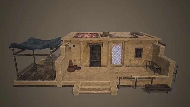 西域风情屋顶生活型商住院落模型