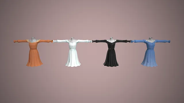 复古连衣裙  一字肩设计  收腰腰带  温柔优雅风  法式复古